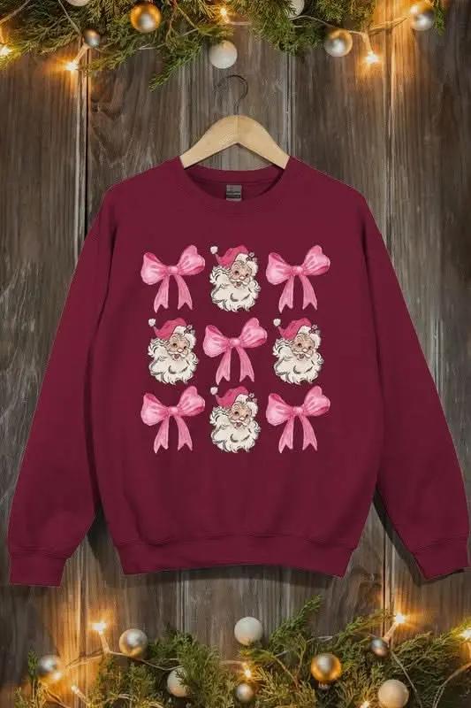 Coquette Pink Christmas Graphic Fleece Sweatshirts - Love Salve